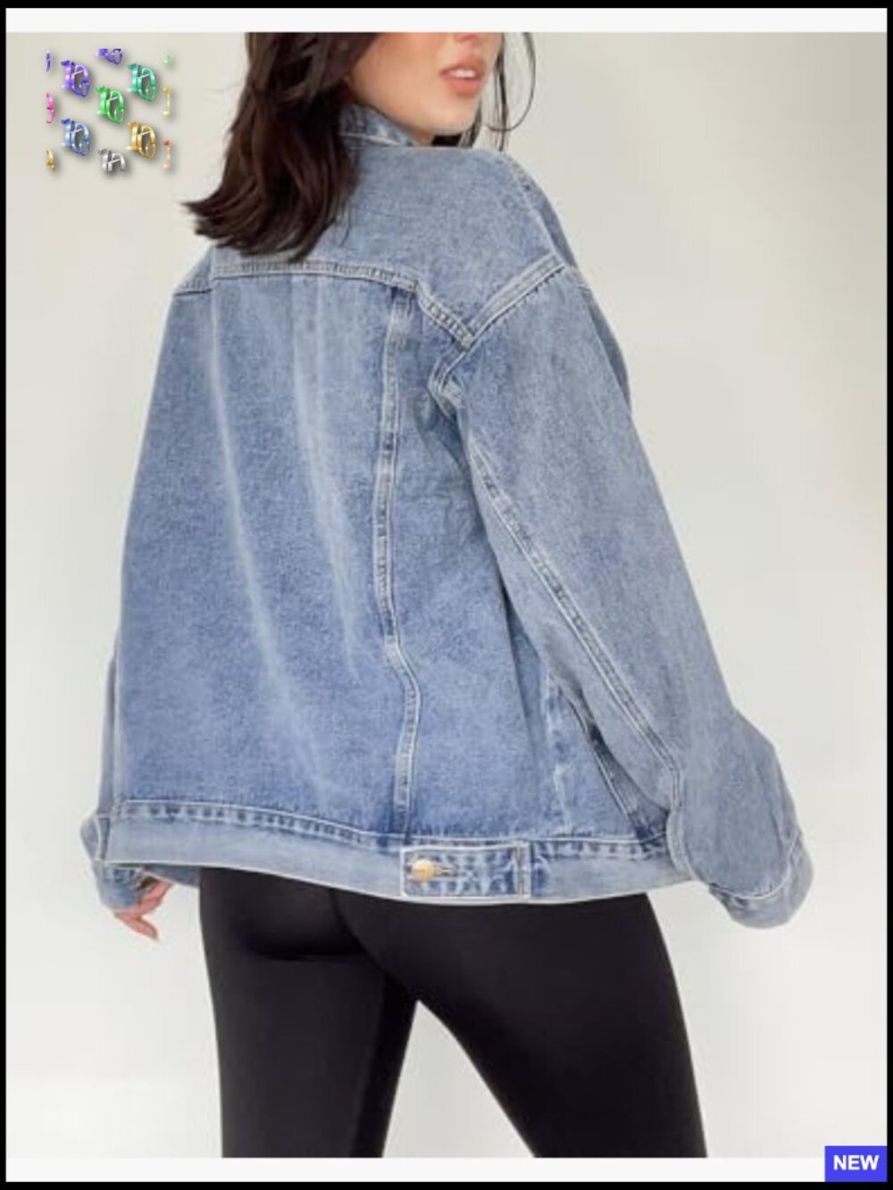 Oversized Denim Trucker Jacket Long Sleeve Button Down Shacket Casual Fall Coat - Picture 4 of 7